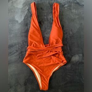 Plunging Backless One Piece Swimsuit